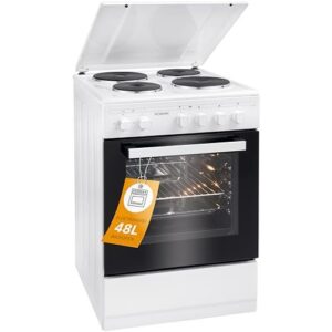 Boman, Cuisinière Electrique 4 plaques et four de 48L, Largeur 50 cm, cuisine avec plaque couvre feu, allumage manuel, 4 foyers avec commandes, Energie A : Gros électroménager