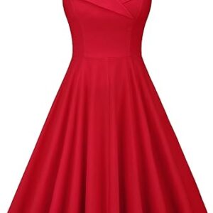 Robe Cocktail Rétro Années 1950, Sans Manches, Décolleté En V, Mi-Longueur, Coupe "Swing"