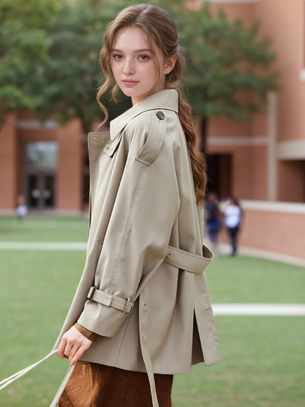 Trench Court Décontracté Tendance Automne 2025, Gris – Image 3