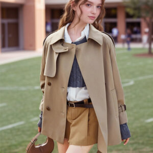Trench Court Décontracté Tendance Automne 2025 - Kaki