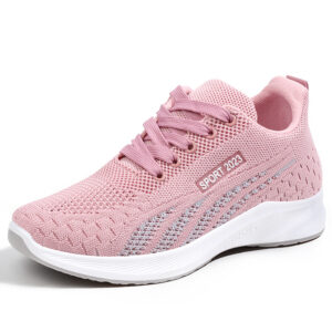 Baskets respirantes à maille volante plate, neuves pour le printemps et l'automne 2025, rose