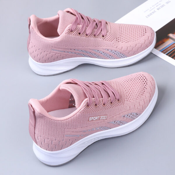 Baskets respirantes à maille volante plate, neuves pour le printemps et l'automne 2025, rose – Image 2