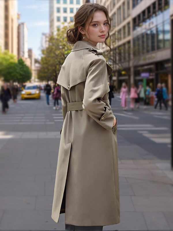 Trench Classique Femme Mi-Long 2024 (Printemps/Automne), Longueur Genoux, Gris – Image 3