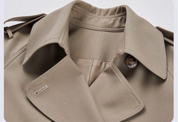Trench Classique Femme Mi-Long 2024 (Printemps/Automne), Longueur Genoux, Gris – Image 5