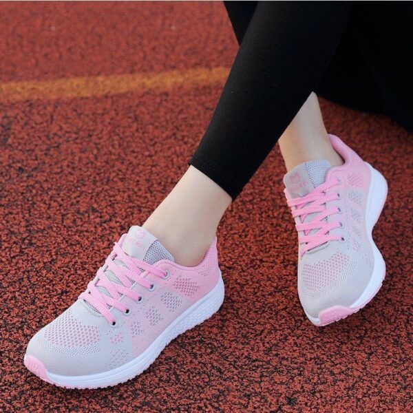 Nouvelles baskets noires pour femmes pour le printemps, l'été et l'automne 2025, respirantes, légères, pour le gymnase, casuales, pour la course, rose – Image 2