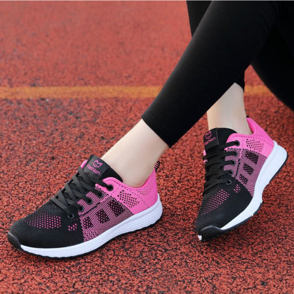 Nouvelles baskets noires pour femmes pour le printemps, l'été et l'automne 2025, respirantes, légères, pour le gymnase, casuales, pour la course, noir et rouge – Image 2