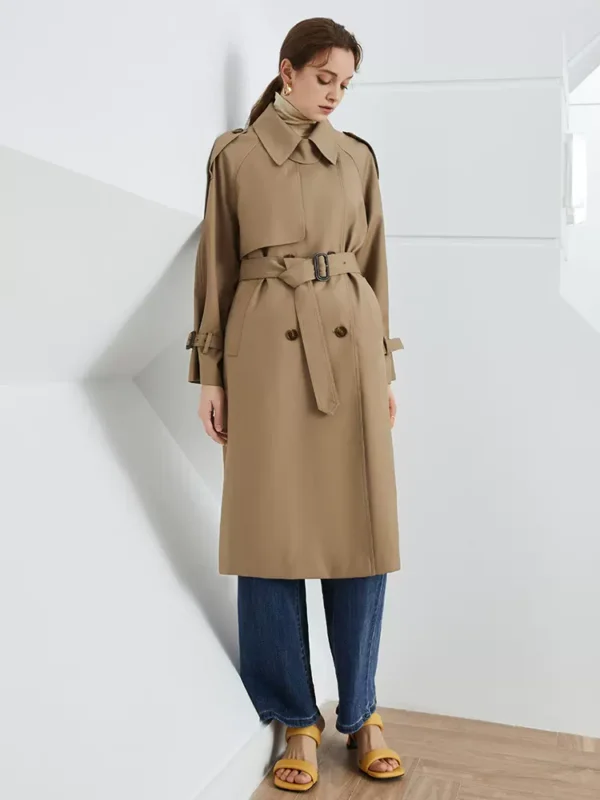 Nouveau Trench Femme 2024 Printemps/Automne - Style Britannique Lâche À Double Boutonnage - Haut De Gamme Casual – Image 2