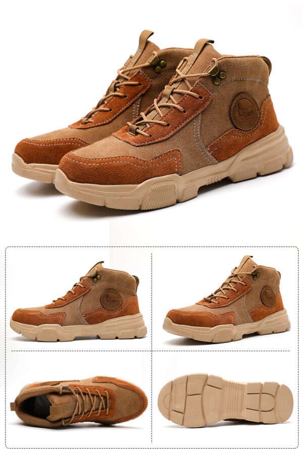 Chaussures De Travail 2025 - Toile Et Cuir Respirant, Embout Acier, Semelle Souple Anti-Perforation – Image 2