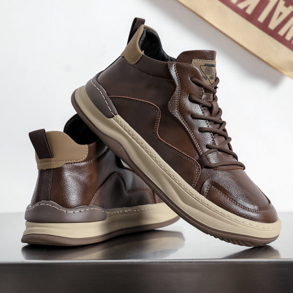 Baskets Montantes Homme 2025 (Automne-Hiver) - Cuir Véritable, Style Rétro Maillard Polyvalent Et Tendance – Image 4