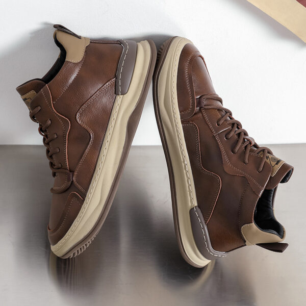 Baskets Montantes Homme 2025 (Automne-Hiver) - Cuir Véritable, Style Rétro Maillard Polyvalent Et Tendance – Image 3