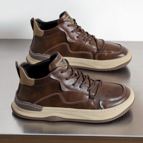 Baskets Montantes Homme 2025 (Automne-Hiver) - Cuir Véritable, Style Rétro Maillard Polyvalent Et Tendance – Image 2