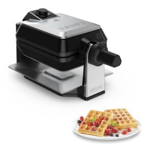 Krups Gaufrier rotatif Noir et Inox, 1200 W, Système rotatif professionnel, Position verticale, Gaufres Dorées, Plaques amovibles et antiadhésives FDD95D10 : Commerce, Industrie et Science