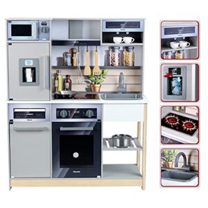 Theo Klein 7194 Cuisine Miele Family en Bois | avec Plaque de Cuisson électronique, Four, Lave Vaisselle, etc. | avec Accessoires. | Dimensions : 83,5 x 30 x 101 cm I pour Enfants à partir de 3 Ans : Jeux et Jouets