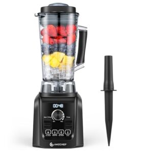 AMZCHEF Blender 2000W Avec Vitesse Infinie Et Menus Préréglés 4 EN 1 2L Mixeur Blender Tout En Un Avec 6 Lames En 2 Couches Jusqu'à 32 000 RPM Pour Broyer La Glace En Quelques Secondes Noir : Cuisine et Maison