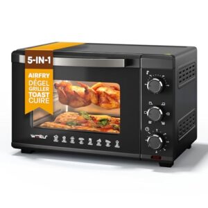 WOLTU Mini Four 32L avec Broche de Rôtisserie, 4 éléments chauffants, Minuterie 60 min, Température 100 230℃, 1600W, Porte à Double Vitrage,Noir : Cuisine et Maison