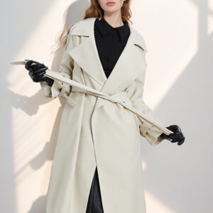 Superbe Veste Longue Femme 2024 En Drapé Beige - Nouveau Style Haut De Gamme - Veste Marque Casual