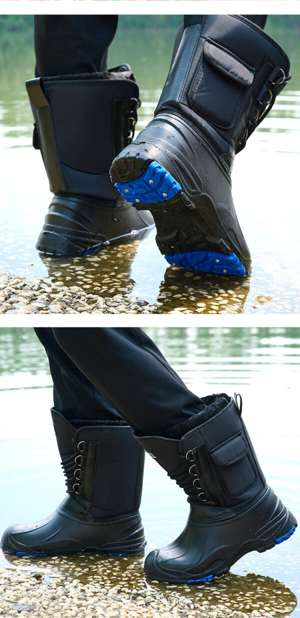 Chaussures D'hiver 2025 - Bottes De Neige Imperméables À Clous Acier, Doublure Polaire Épaisse Pour Pêche – Image 4