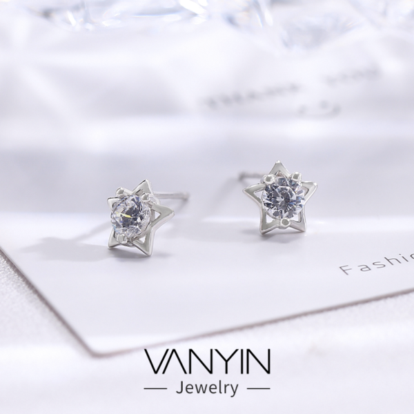 Boucles d'oreilles Pentagramme S925 Argent Sterling B003 – Image 2