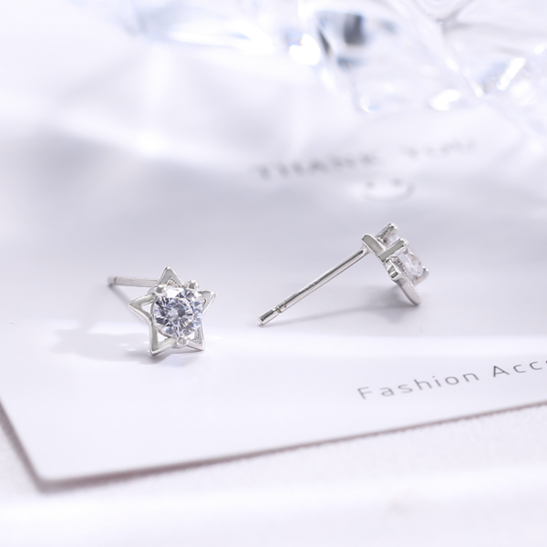 Boucles d'oreilles Pentagramme S925 Argent Sterling B003 – Image 3