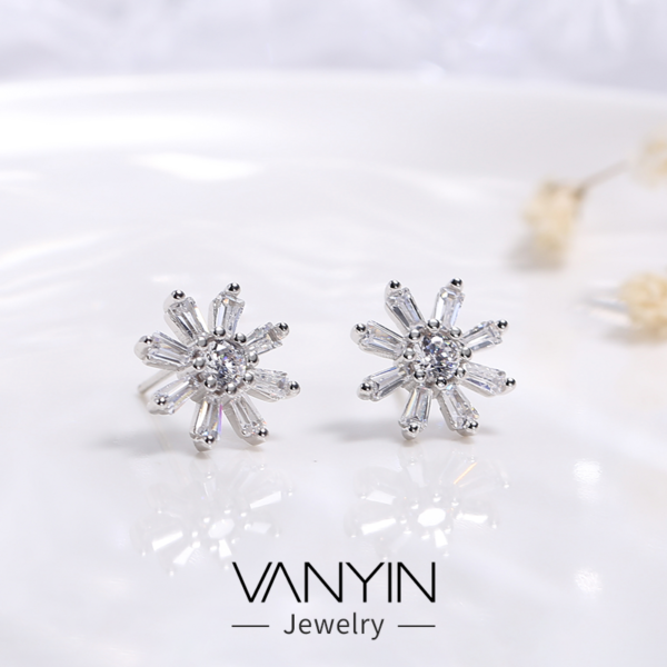 Boucles d'oreilles à clou "Flocon" - Argent Sterling S925 - B006 – Image 3