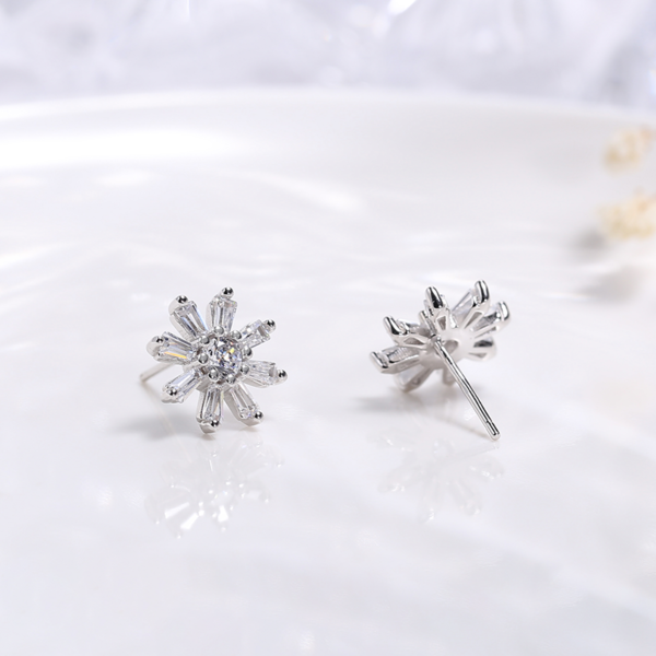 Boucles d'oreilles à clou "Flocon" - Argent Sterling S925 - B006 – Image 2