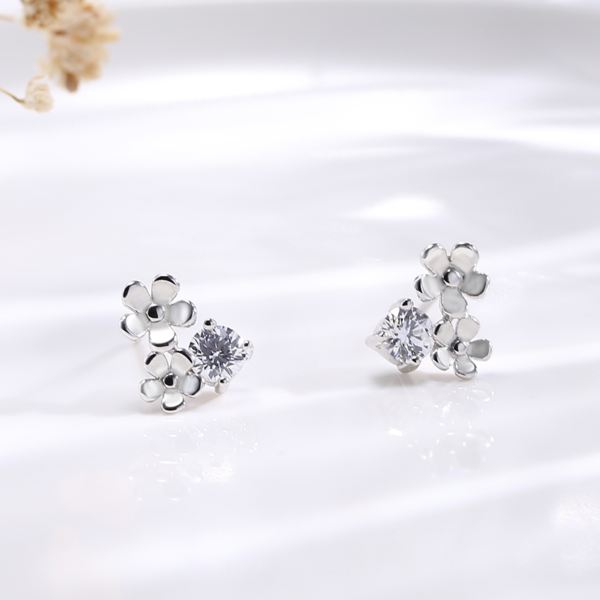 Boucles d'oreilles à double clou créatives - Argent Sterling S925 - B018 – Image 2