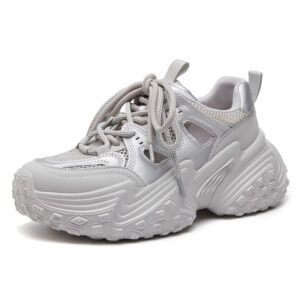 Sandales Baotou Pour Femmes,Nouvelles D'été,À Plateforme,Respirantes Avec Motifs Découpés,Style "Daddy Shoes",Couleur Argent