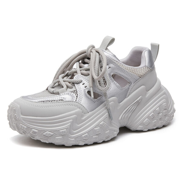 Sandales Baotou Pour Femmes,Nouvelles D'été,À Plateforme,Respirantes Avec Motifs Découpés,Style "Daddy Shoes",Couleur Argent