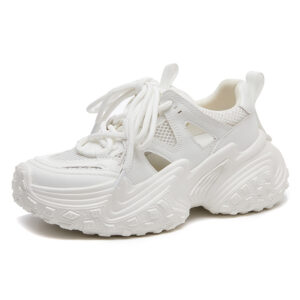 Sandales Baotou Pour Femmes,Nouvelles D'été,À Plateforme,Respirantes Avec Motifs Ajourés,Style "Daddy Shoes",Couleur Argent,Option Blanc