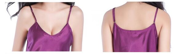 Robe De Chambre Courte Sexy Pour Femmes, Décolleté En V, Bretelles Hanche, Dos Élégant, Jupe Courte, Couleur Violette – Image 3