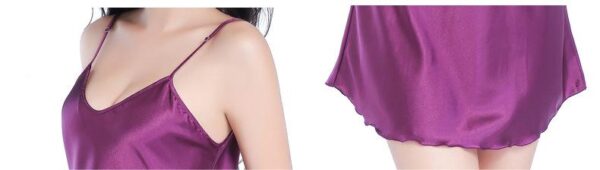 Robe De Chambre Courte Sexy Pour Femmes, Décolleté En V, Bretelles Hanche, Dos Élégant, Jupe Courte, Couleur Violette – Image 4