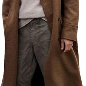 Trench Oversize En Laine Mixte - Simple Boutonnage Longueur Genoux Pour Hiver