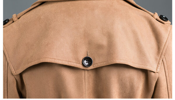 Trench Mi-Long En Daim Velours - Coupe Slim À Double Boutonnage - Camel – Image 6