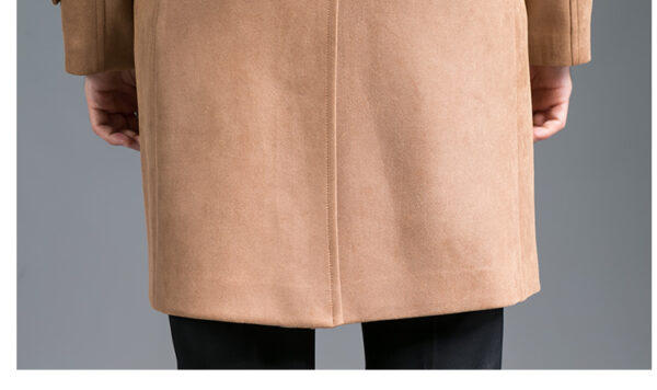 Trench Mi-Long En Daim Velours - Coupe Slim À Double Boutonnage - Camel – Image 4
