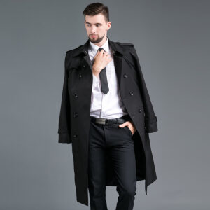 Trench Long Printemps/Automme - Double Boutonnage Noir