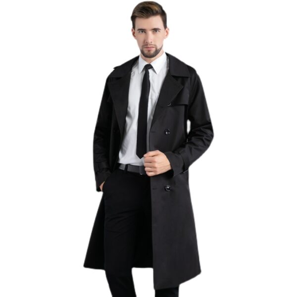 Trench Long Printemps/Automme - Double Boutonnage Noir – Image 2