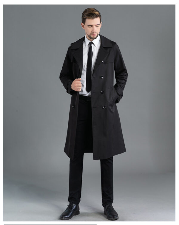 Trench Long Printemps/Automme - Double Boutonnage Noir – Image 8