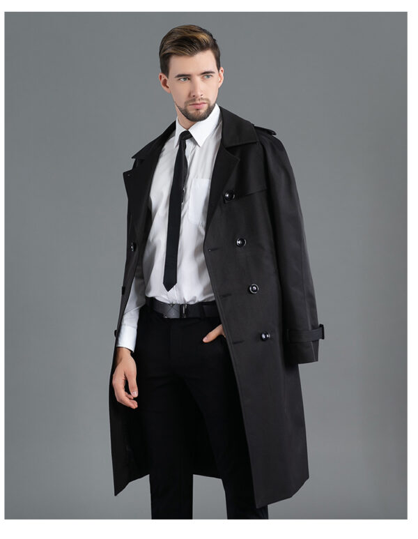 Trench Long Printemps/Automme - Double Boutonnage Noir – Image 7