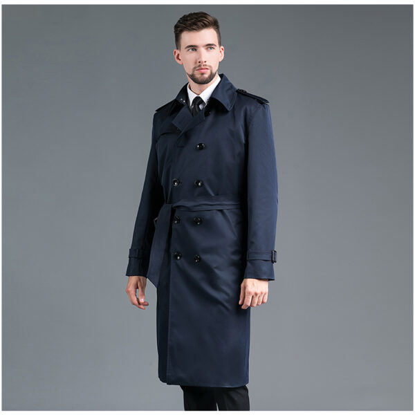 Trench Long Printemps/Automne - Double Boutonnage Bleu – Image 3