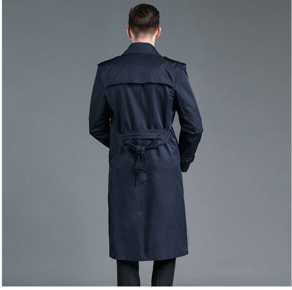 Trench Long Printemps/Automne - Double Boutonnage Bleu – Image 2
