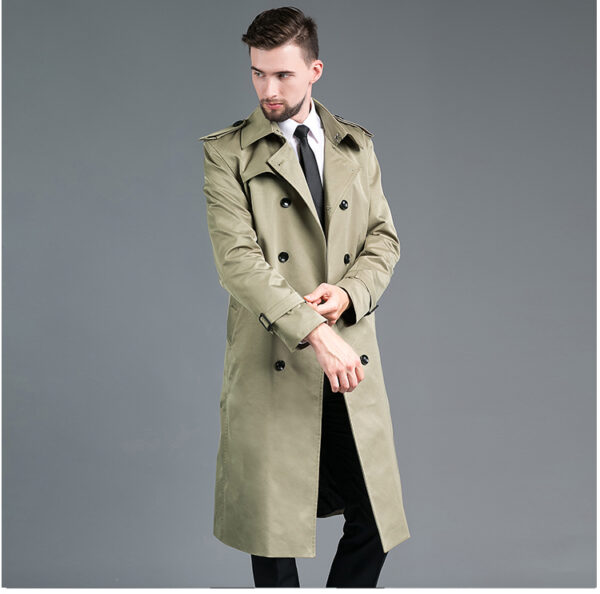 Trench Long Printemps/Automne - Double Boutonnage Vert – Image 5