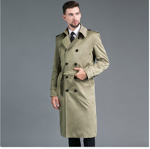 Trench Long Printemps/Automne - Double Boutonnage Vert – Image 4