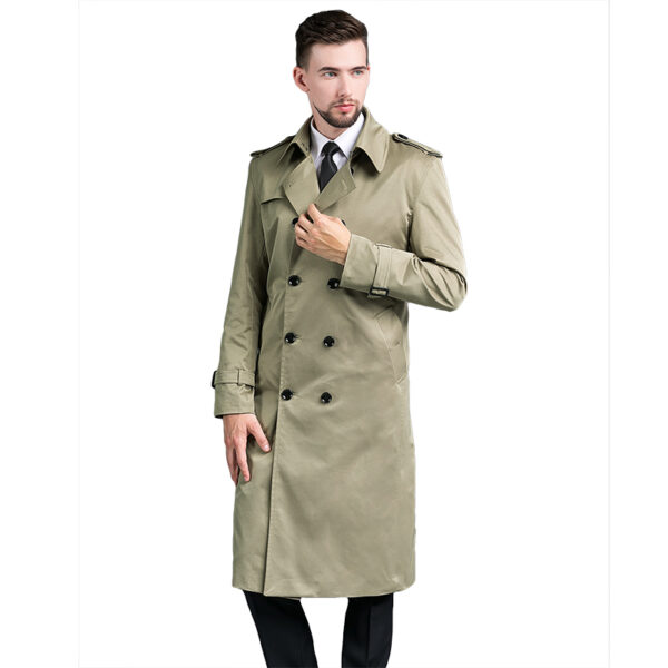 Trench Long Printemps/Automne - Double Boutonnage Vert – Image 2