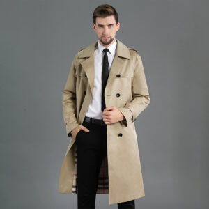 Trench Long Printemps/Automne - Double Boutonnage Kaki