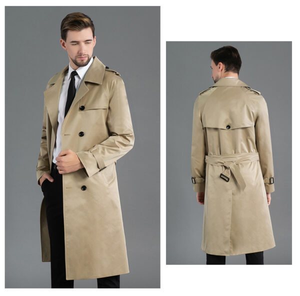 Trench Long Printemps/Automne - Double Boutonnage Kaki – Image 3