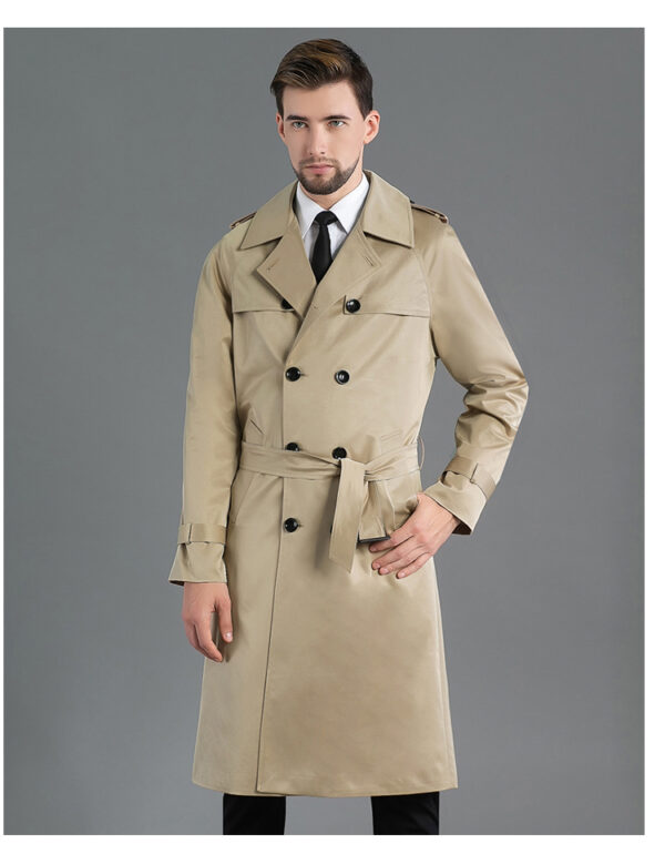 Trench Long Printemps/Automne - Double Boutonnage Kaki – Image 6