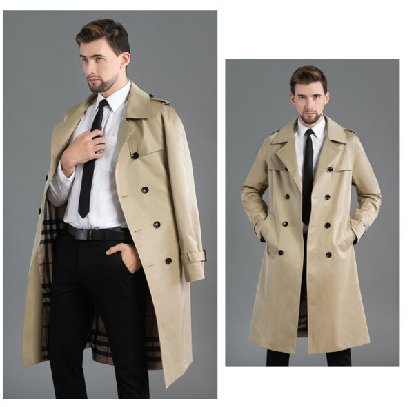 Trench Long Printemps/Automne - Double Boutonnage Kaki – Image 5