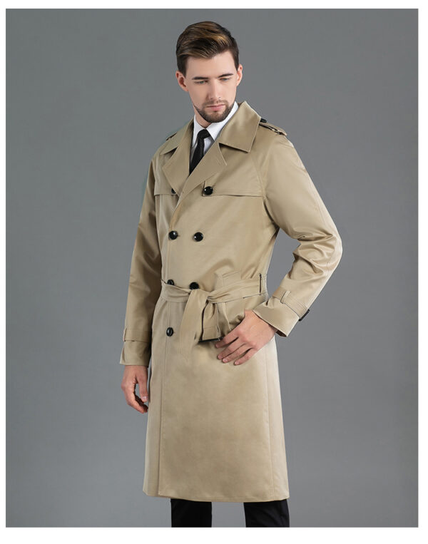 Trench Long Printemps/Automne - Double Boutonnage Kaki – Image 4