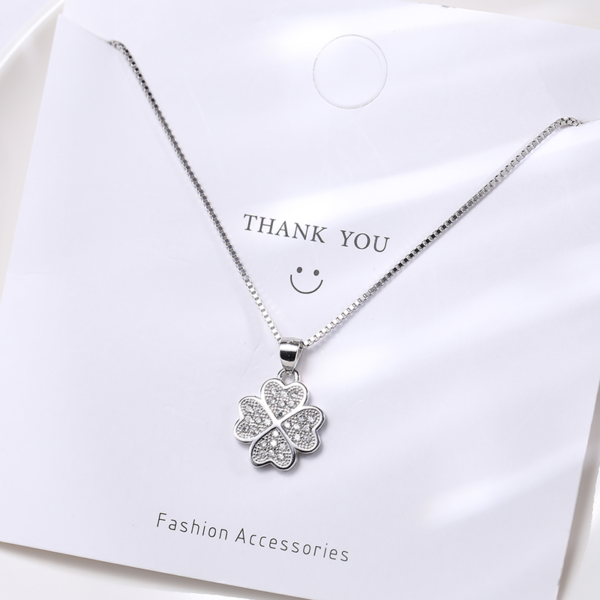 Pendentif Trèfle à Quatre Feuilles pour Femme - Argent Sterling S925 - A005 – Image 2