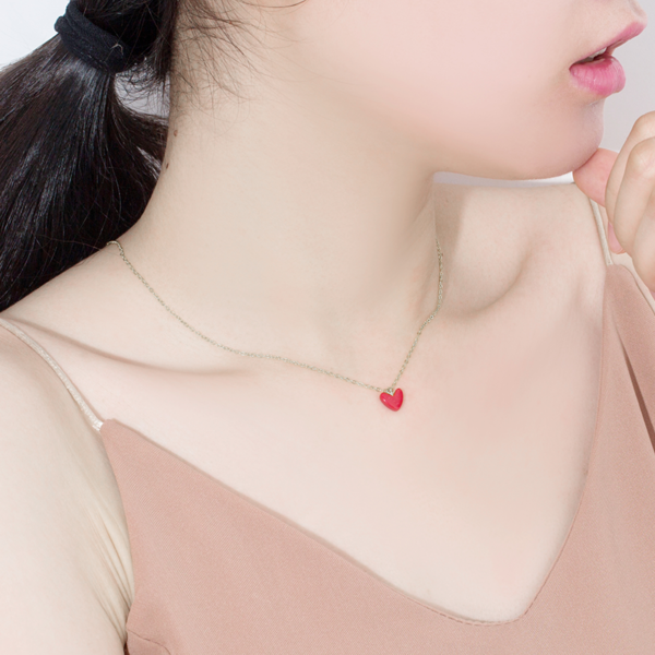 Collier Petit Cœur Rouge - Argent Sterling S925 - A019 – Image 2